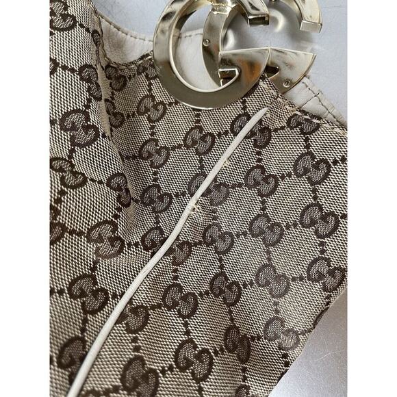 Gucci GG Canvas & Leather Charlotte Medium Shoulder Bag Monogram Hobo - Picture 13 of 16